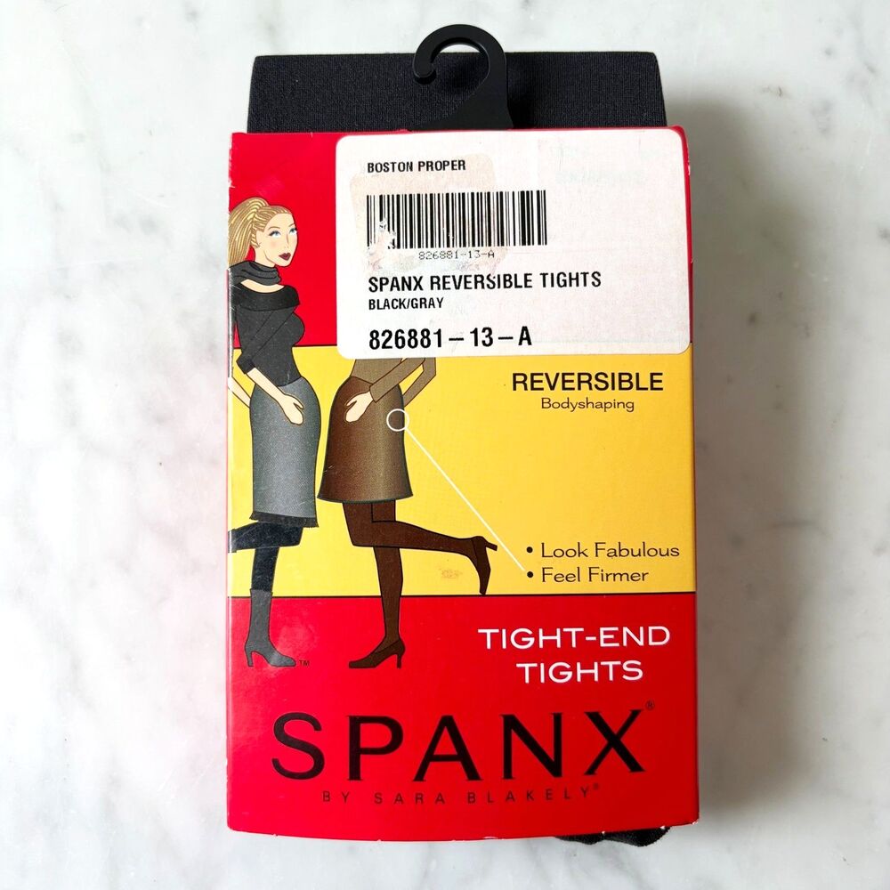Spanx Tight-End Tights Reversible Bodyshaping Tights Black/Gray Size A NIP